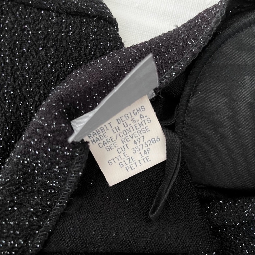 Vintage 80s Rabbit Rabbit Rabbit Black Metallic Sparkle‎ Long Line Cardigan - Picture 3 of 6
